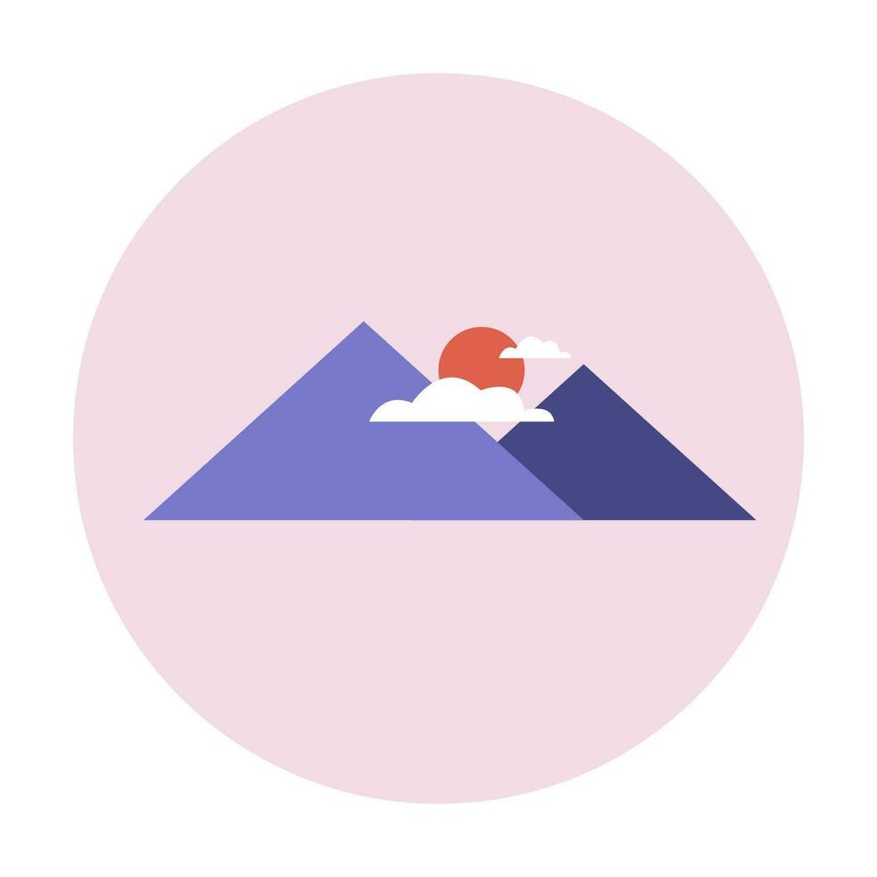 icon Mountain in modern flat style design. Nature tourism, travel, adventure, concept. vector