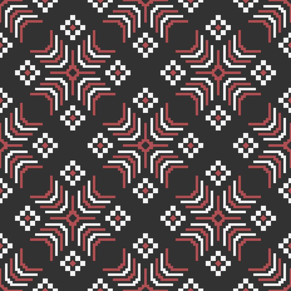 Abstract floral geometric pattern. Abstract geometric square shape seamless pattern pixel art style. Abstract geometric pattern use for textile, home decoration elements, upholstery, wrapping. vector