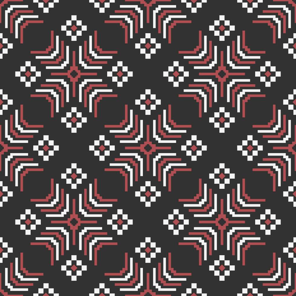 Abstract floral geometric pattern. Abstract geometric square shape seamless pattern pixel art style. Abstract geometric pattern use for textile, home decoration elements, upholstery, wrapping. vector