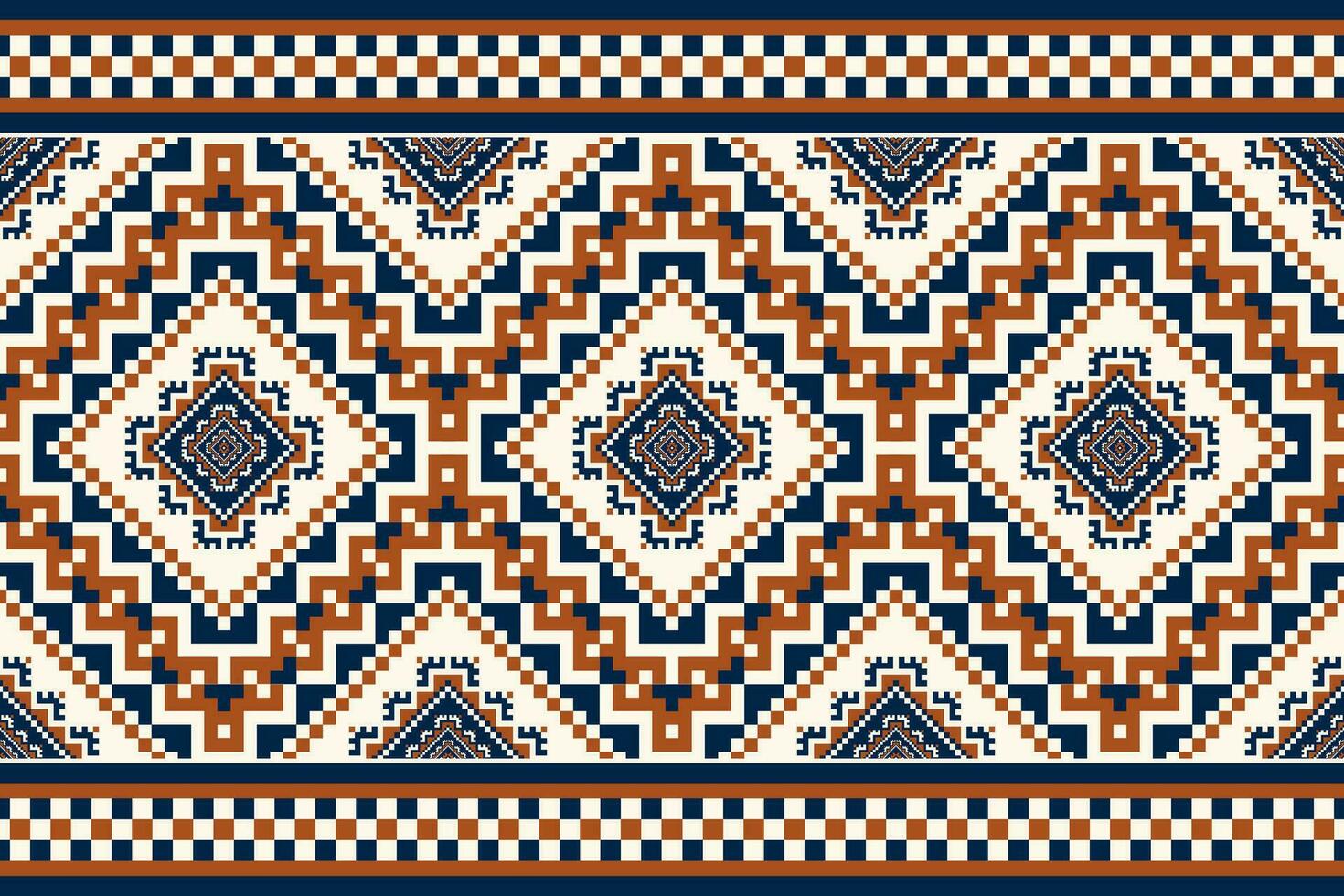 Ethnic geometric border pattern. Ethnic geometric square shape seamless pattern pixel art style. Ethnic geometric pattern use for textile border, table runner, wallpaper, carpet, rug, etc. vector
