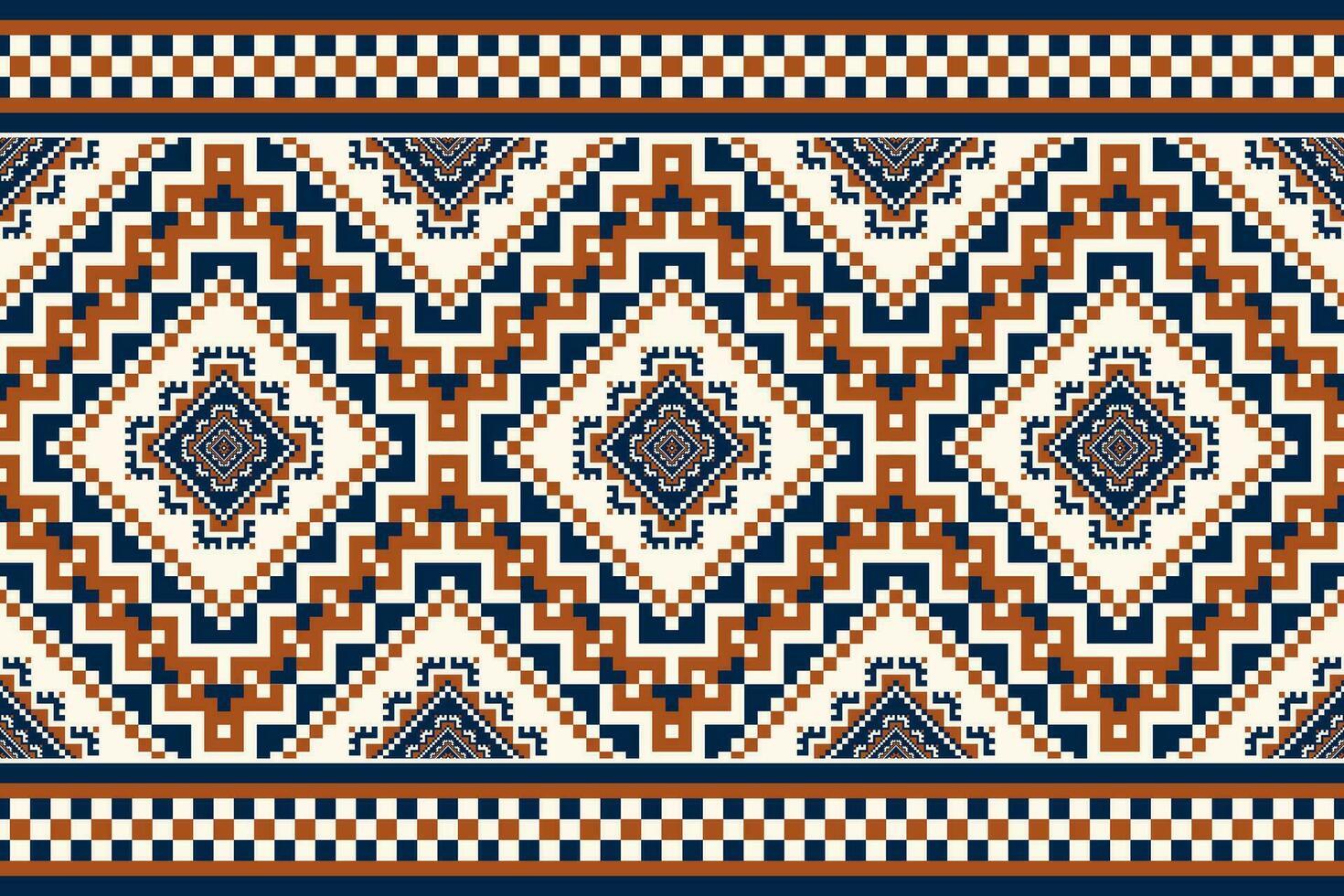 Ethnic geometric border pattern. Ethnic geometric square shape seamless pattern pixel art style. Ethnic geometric pattern use for textile border, table runner, wallpaper, carpet, rug, etc. vector