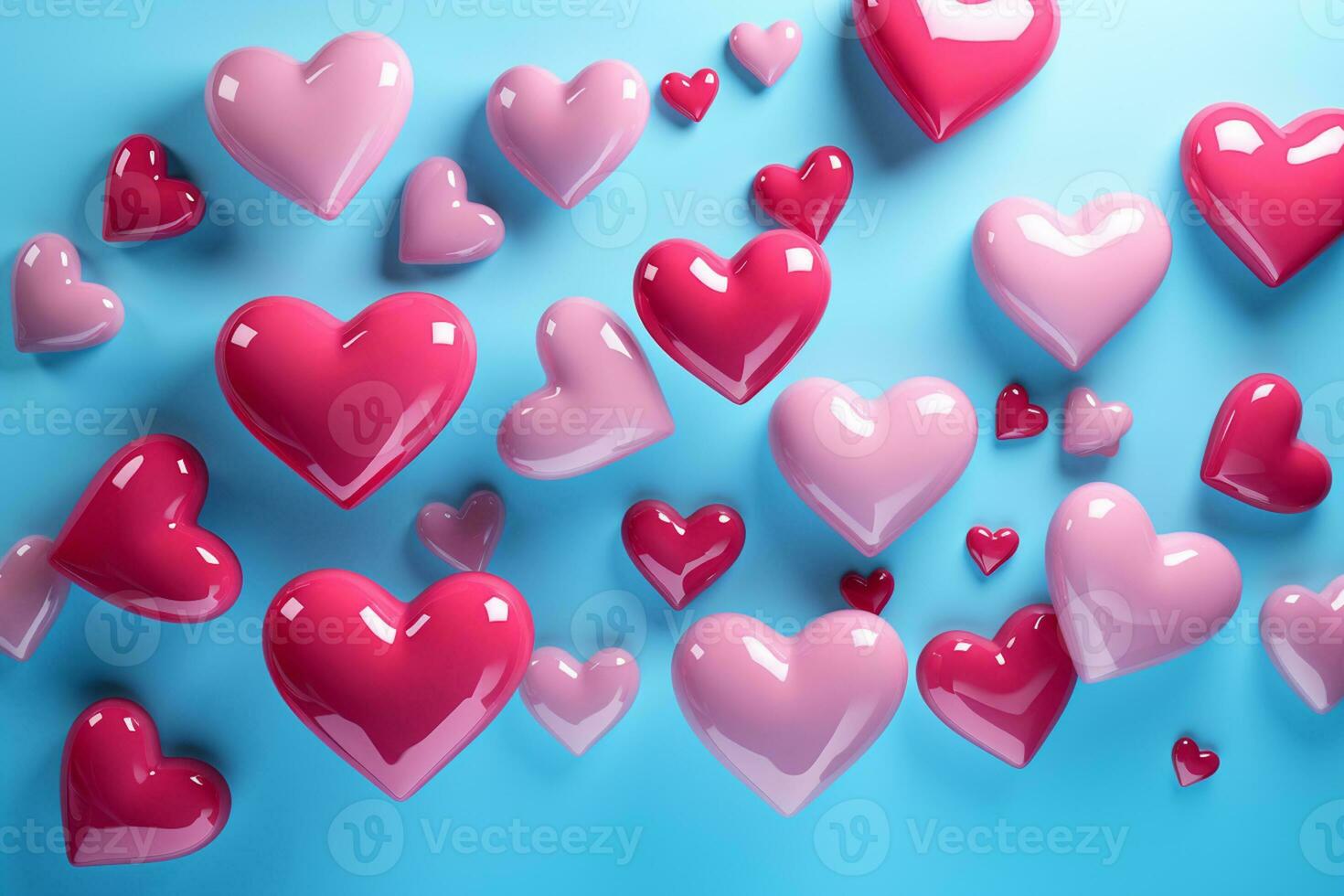 AI Generated Rendered 3d Hearts Images front view photo
