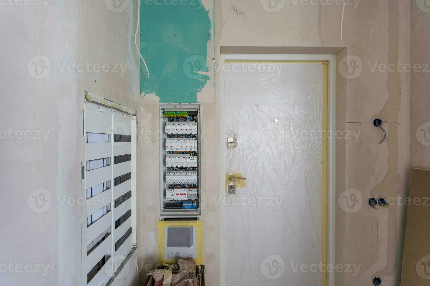 Electric system in cabinet building system photo