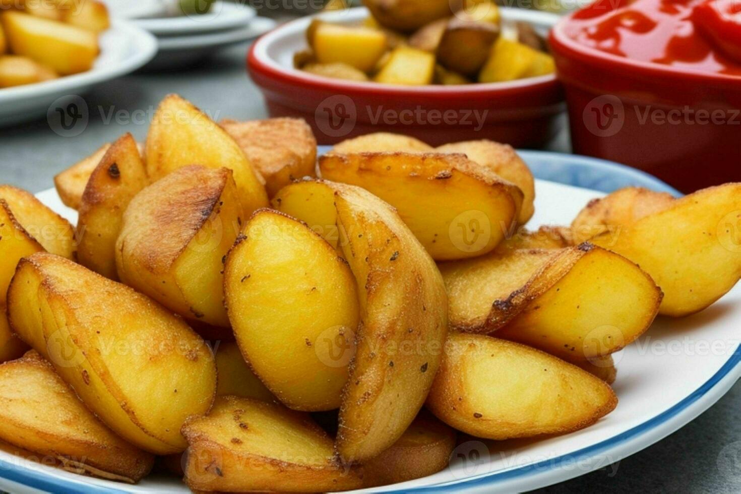 AI generated Traditional spanish fried potatoes. Pro Photo