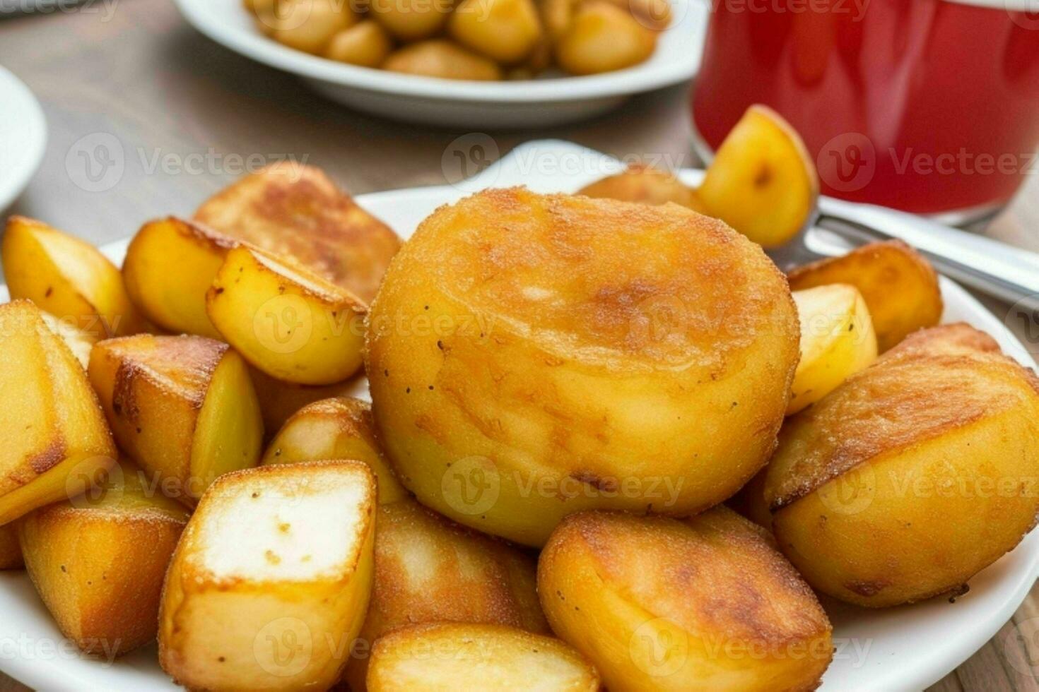 AI generated Traditional spanish fried potatoes. Pro Photo