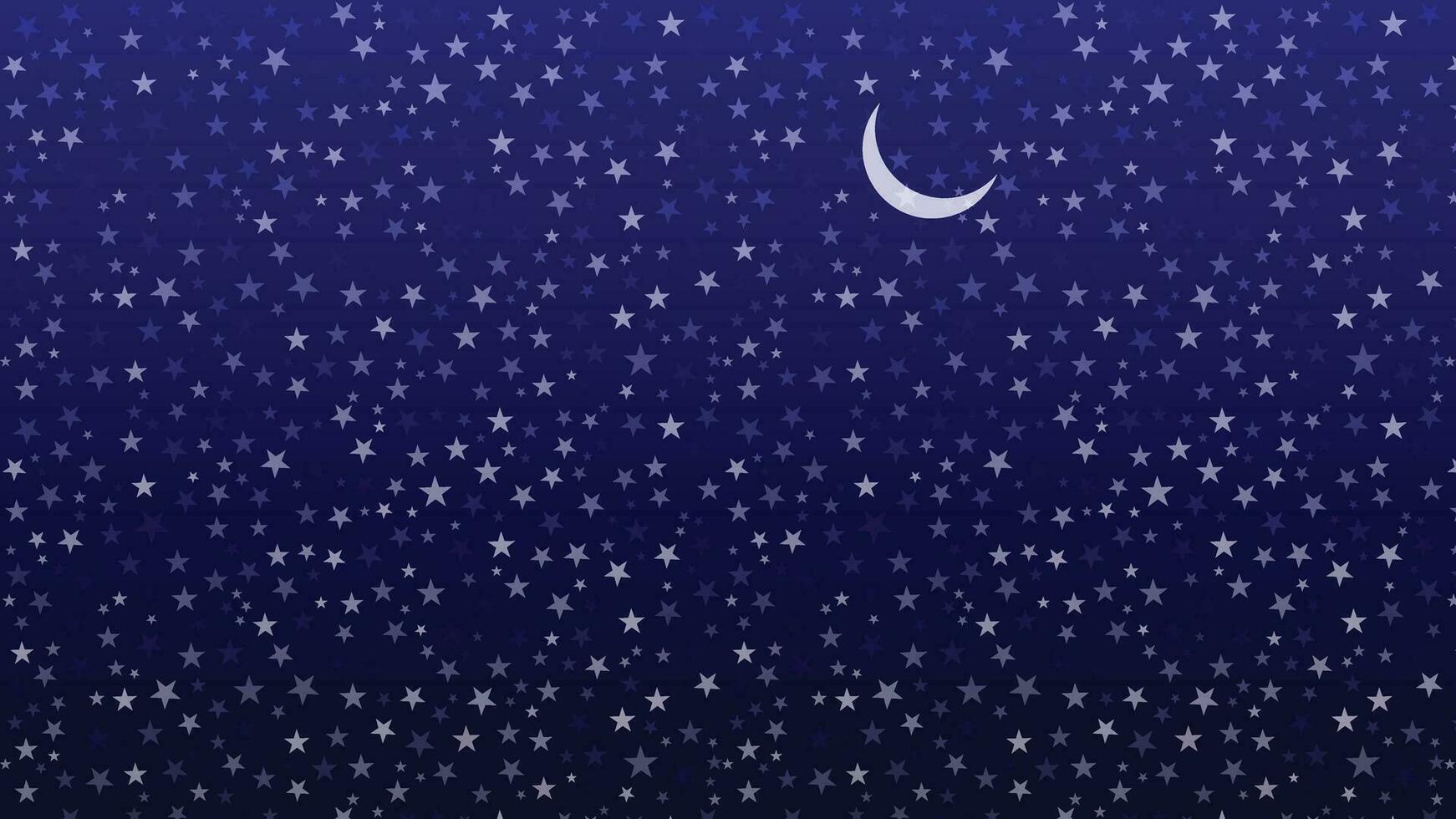 a night sky with stars and a crescent vector