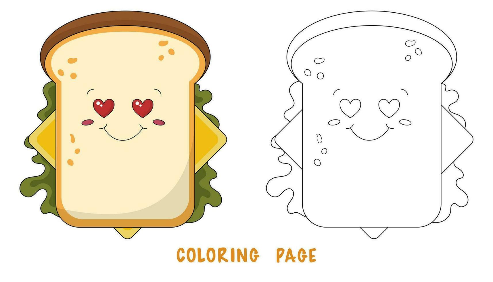 Coloring page of sandwich vector