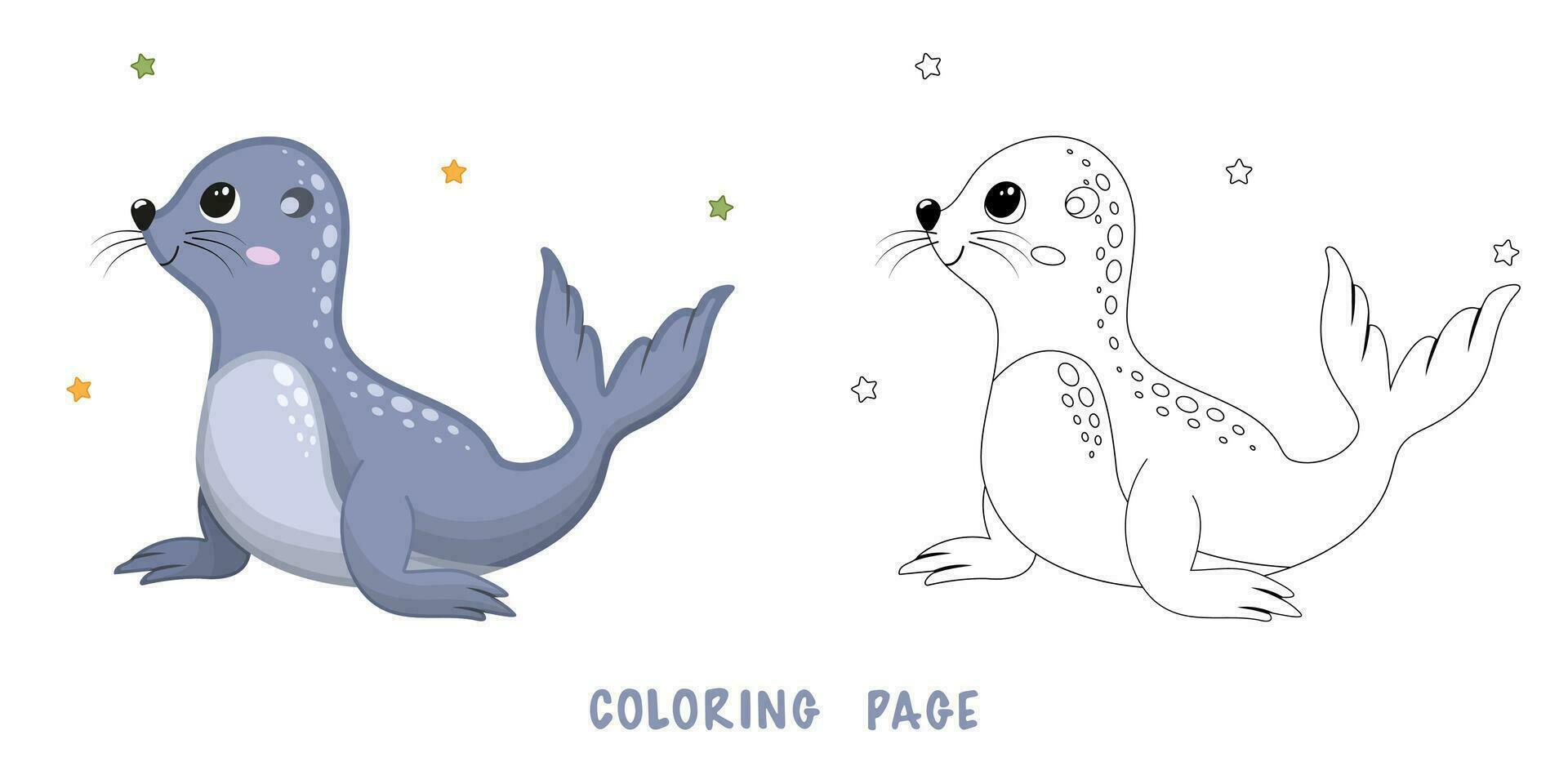 Coloring page of fur seal vector