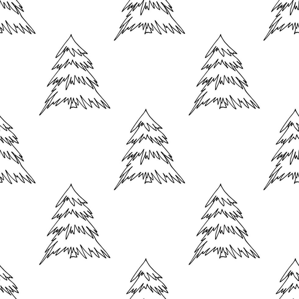 Seamless pattern with geometric minimal scandinavian Christmas tree doodle for decorative print, wrapping paper, greeting cards and fabric vector