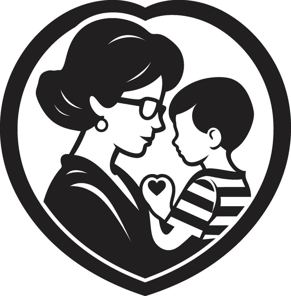 Maternal Serenity Floral Emblem Blossom Embrace Heartwarming Vector