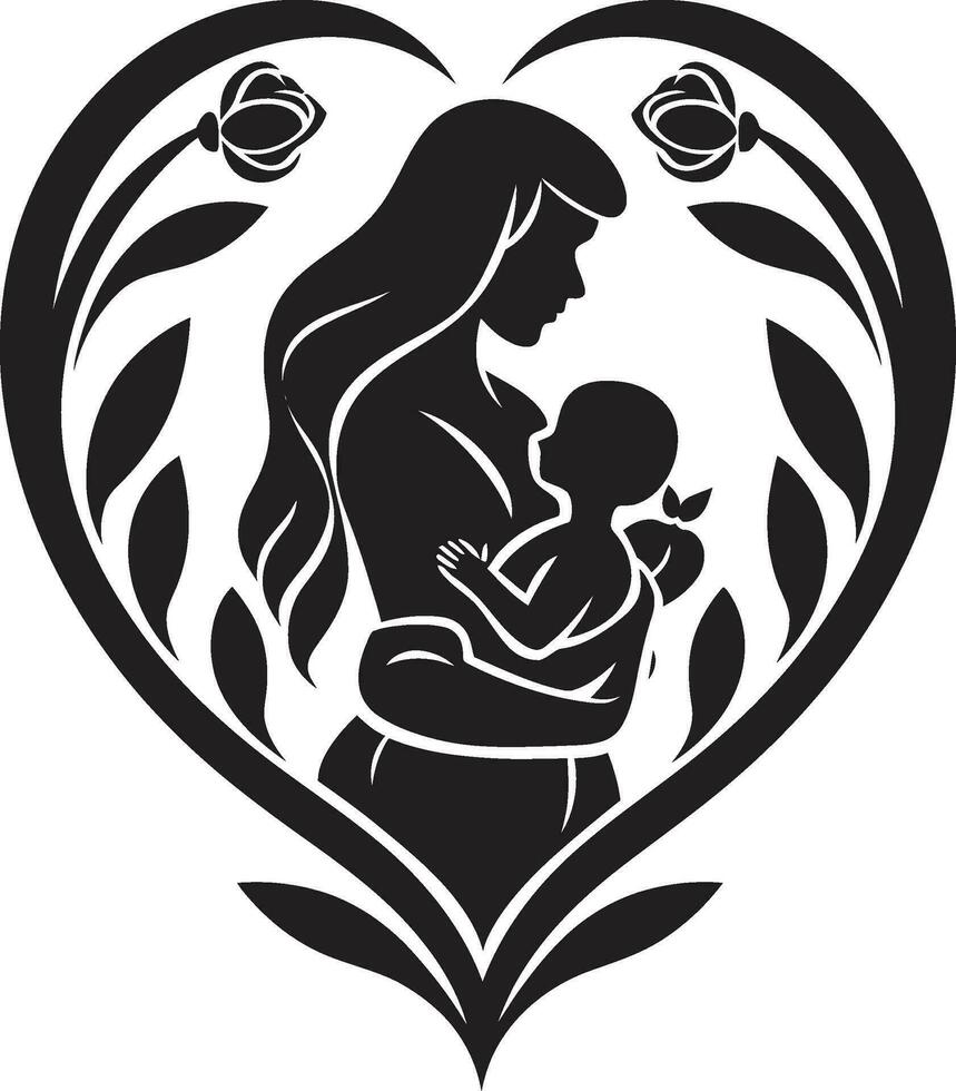 sentido materno amor floral símbolo floral unidad reconfortante emblema vector