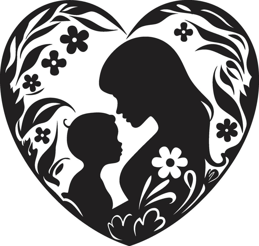 Moms Loving Embrace Heartwarming Vector Blossom Connection Maternal Emblem