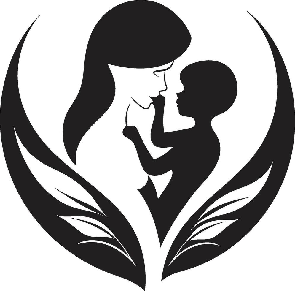 maternal serenidad floral símbolo naturalezas abrazo materno logo vector