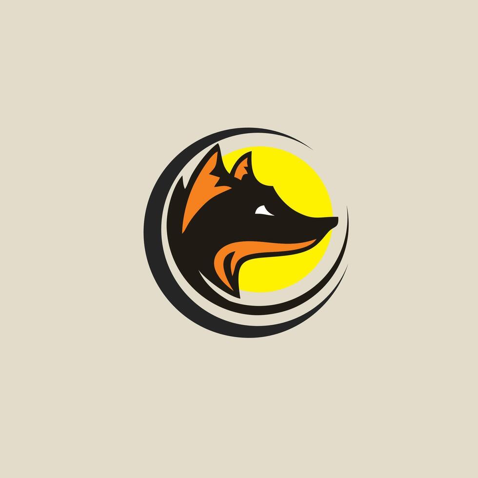 Abstract Wolf logo design template. Simple flat style. vector