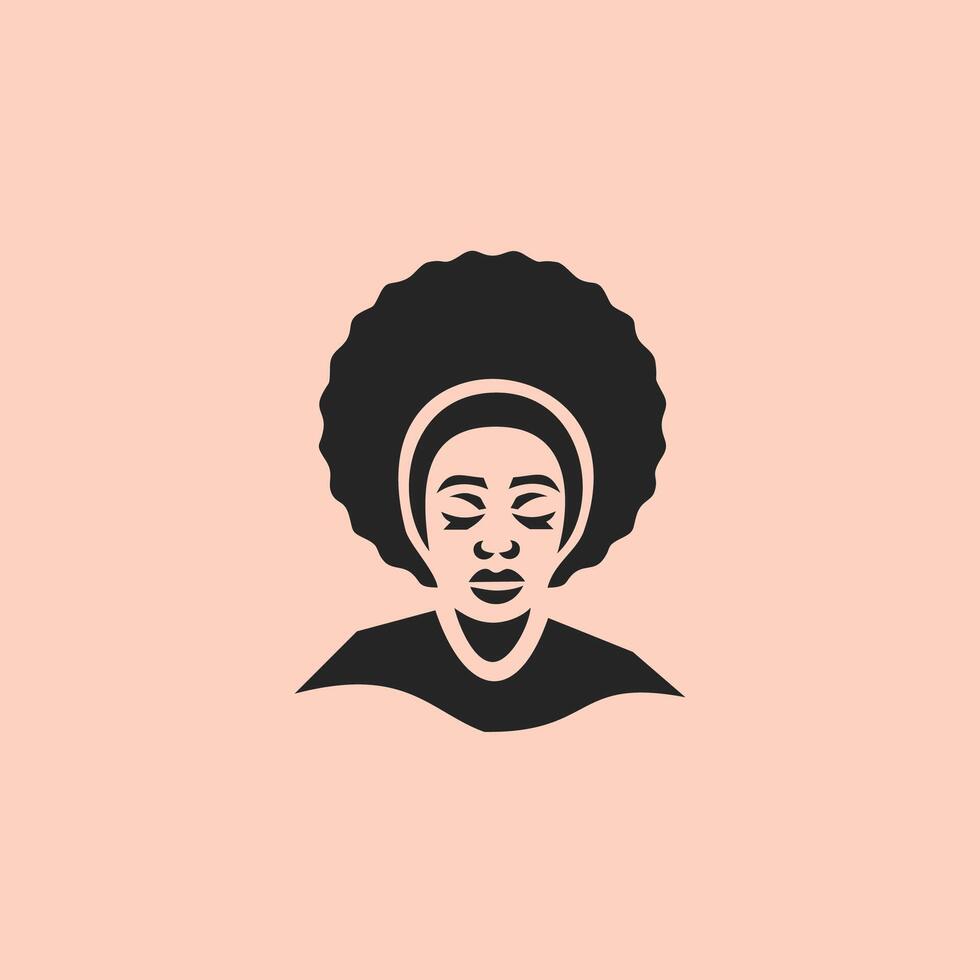 hermosa africano hembra personaje silueta logo diseño vector