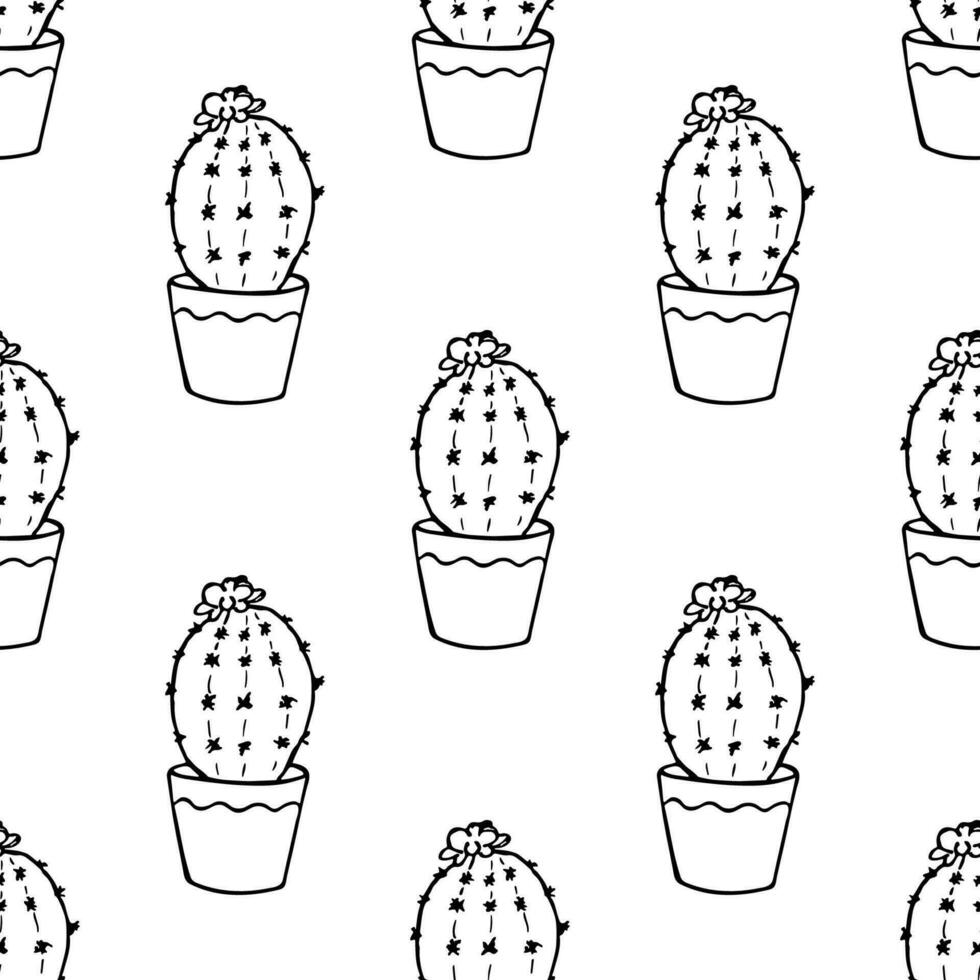 Seamless pattern with cactus doodle for decorative print, wrapping paper, greeting cards and fabric vector