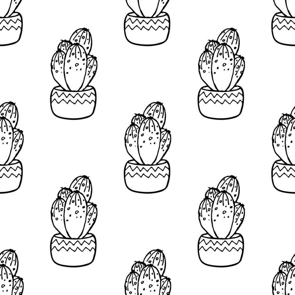 Seamless pattern with cactus doodle for decorative print, wrapping paper, greeting cards and fabric vector