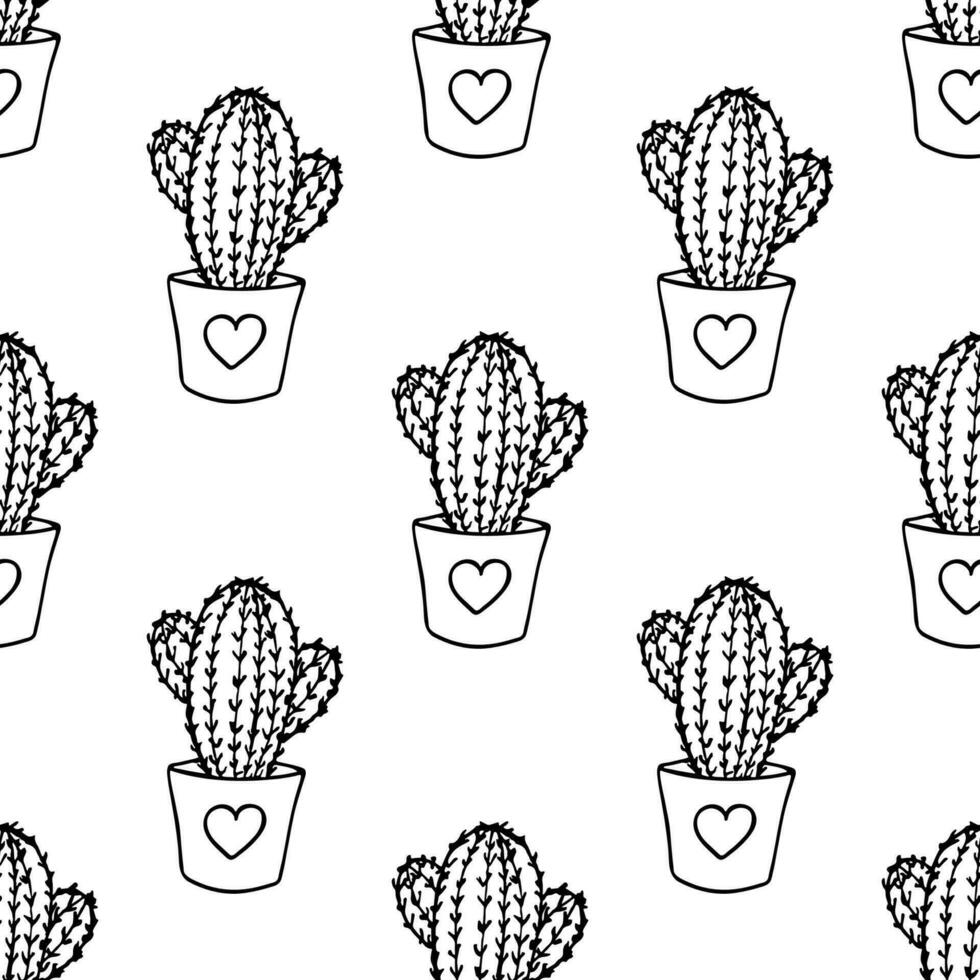 Seamless pattern with cactus doodle for decorative print, wrapping paper, greeting cards and fabric vector