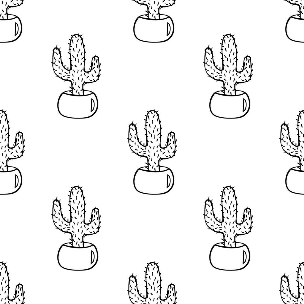 Seamless pattern with cactus doodle for decorative print, wrapping paper, greeting cards and fabric vector