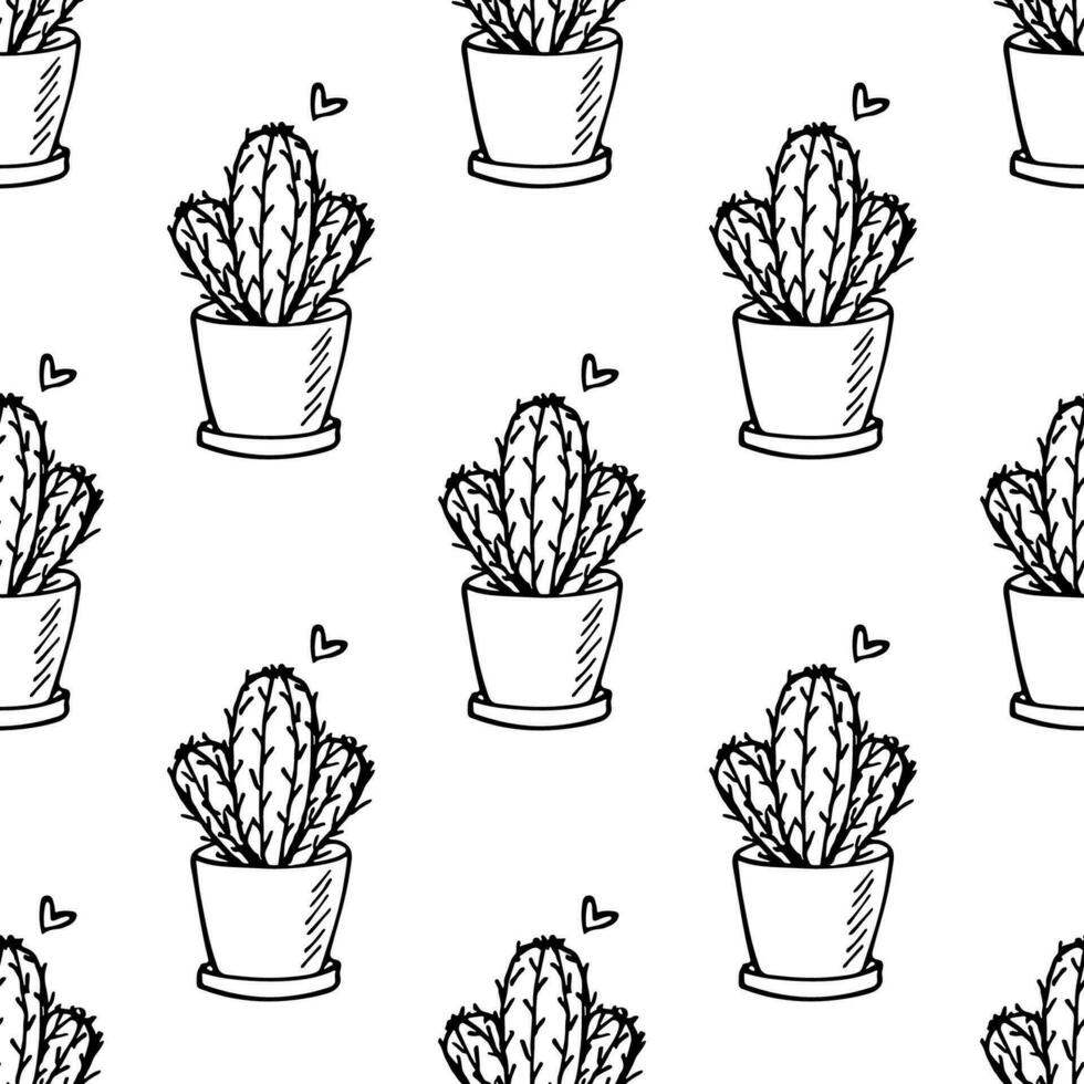Seamless pattern with cactus doodle for decorative print, wrapping paper, greeting cards and fabric vector