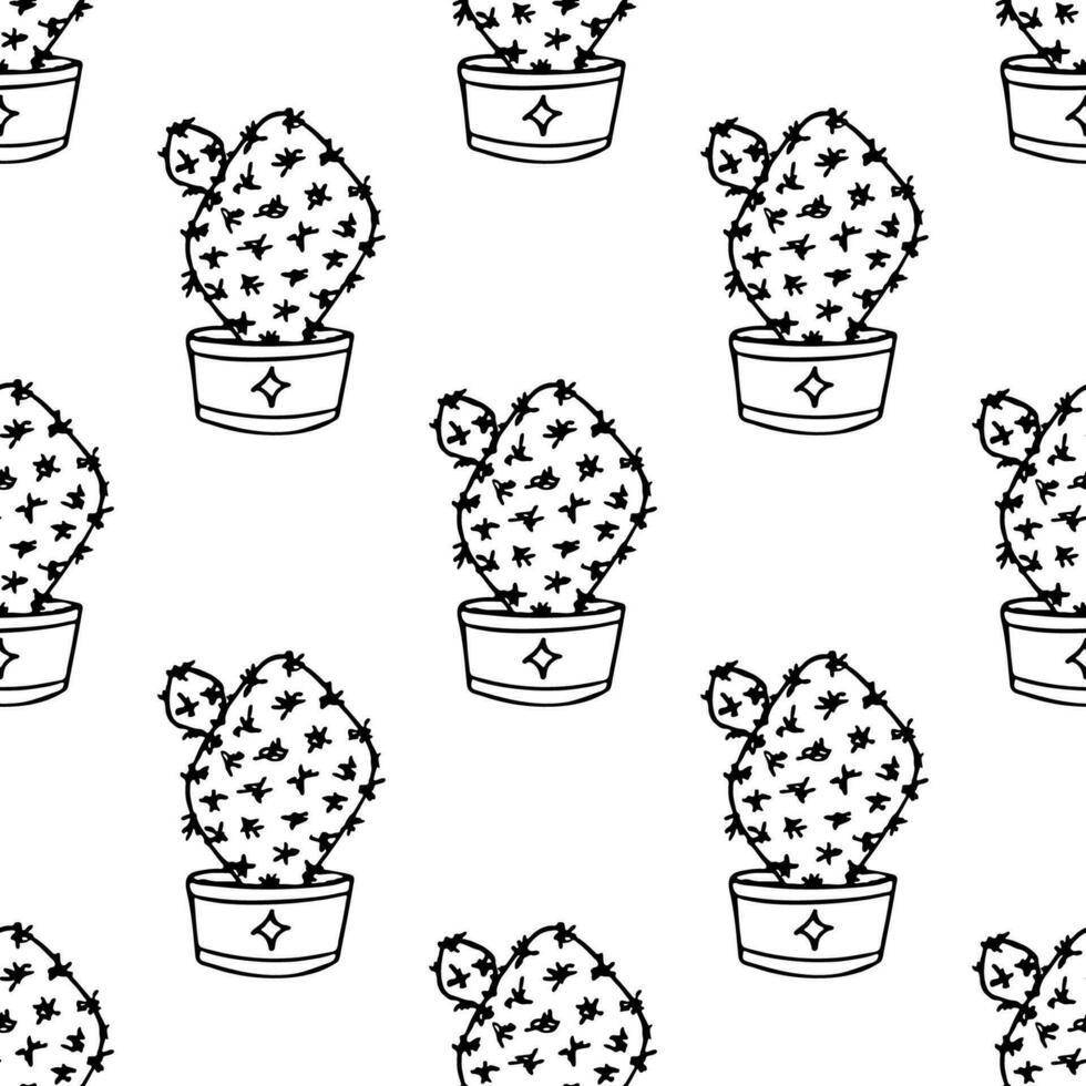 Seamless pattern with cactus doodle for decorative print, wrapping paper, greeting cards and fabric vector