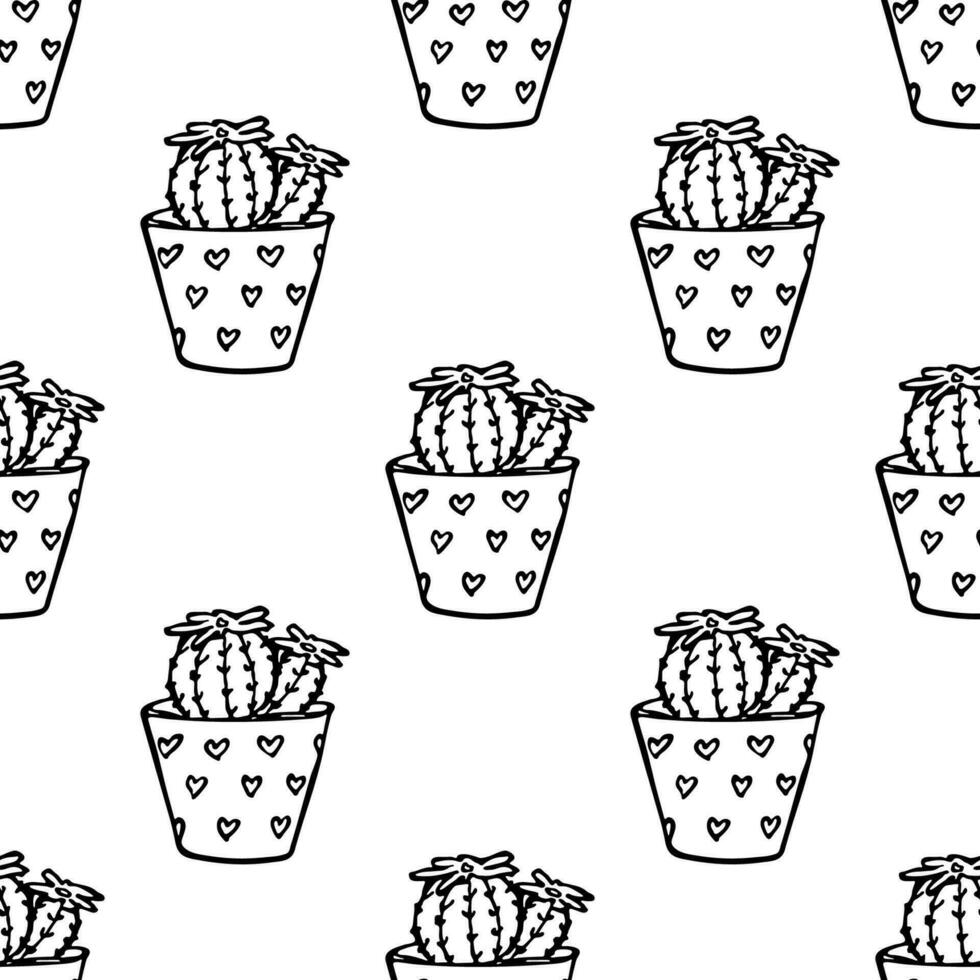 Seamless pattern with cactus doodle for decorative print, wrapping paper, greeting cards and fabric vector