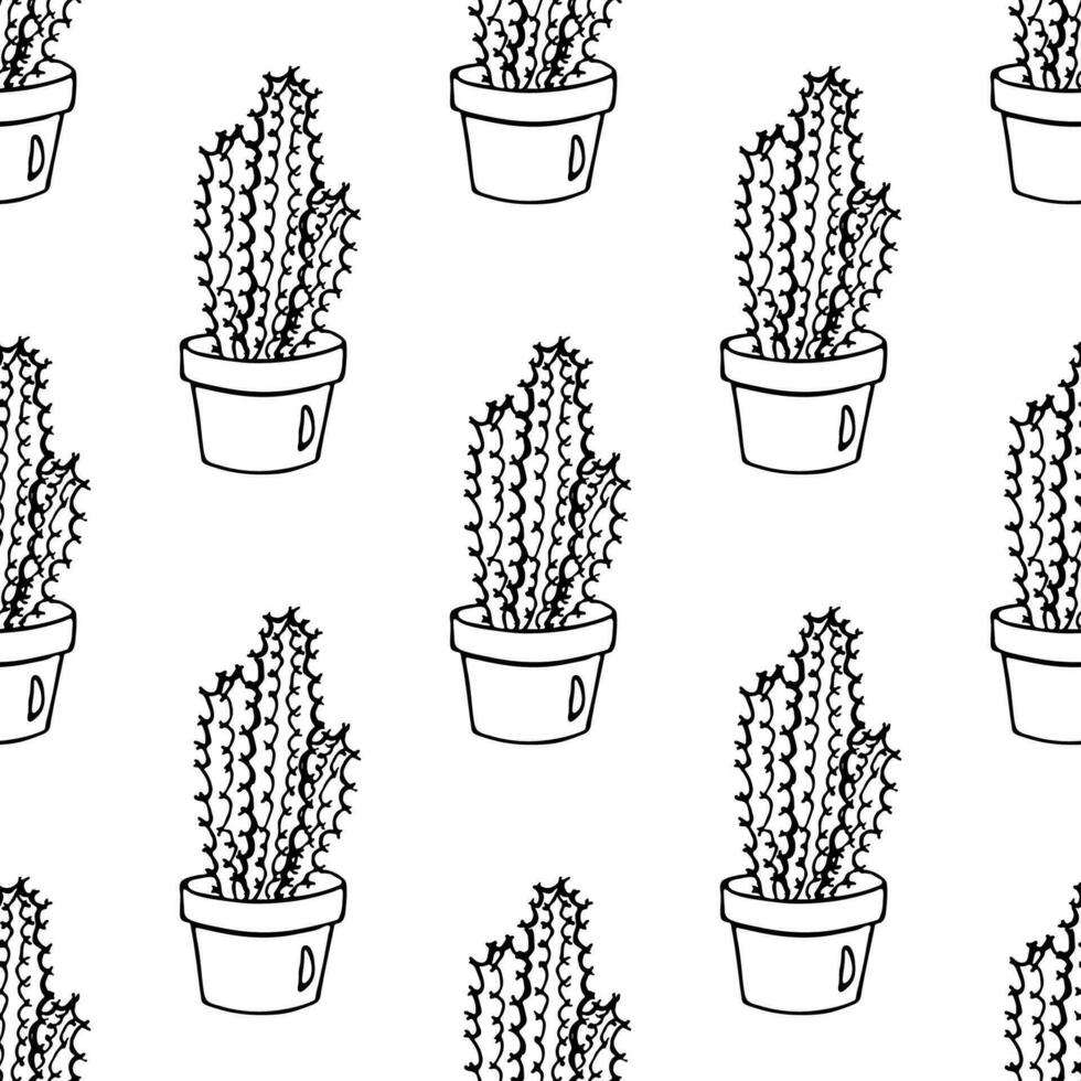 Seamless pattern with cactus doodle for decorative print, wrapping paper, greeting cards and fabric vector