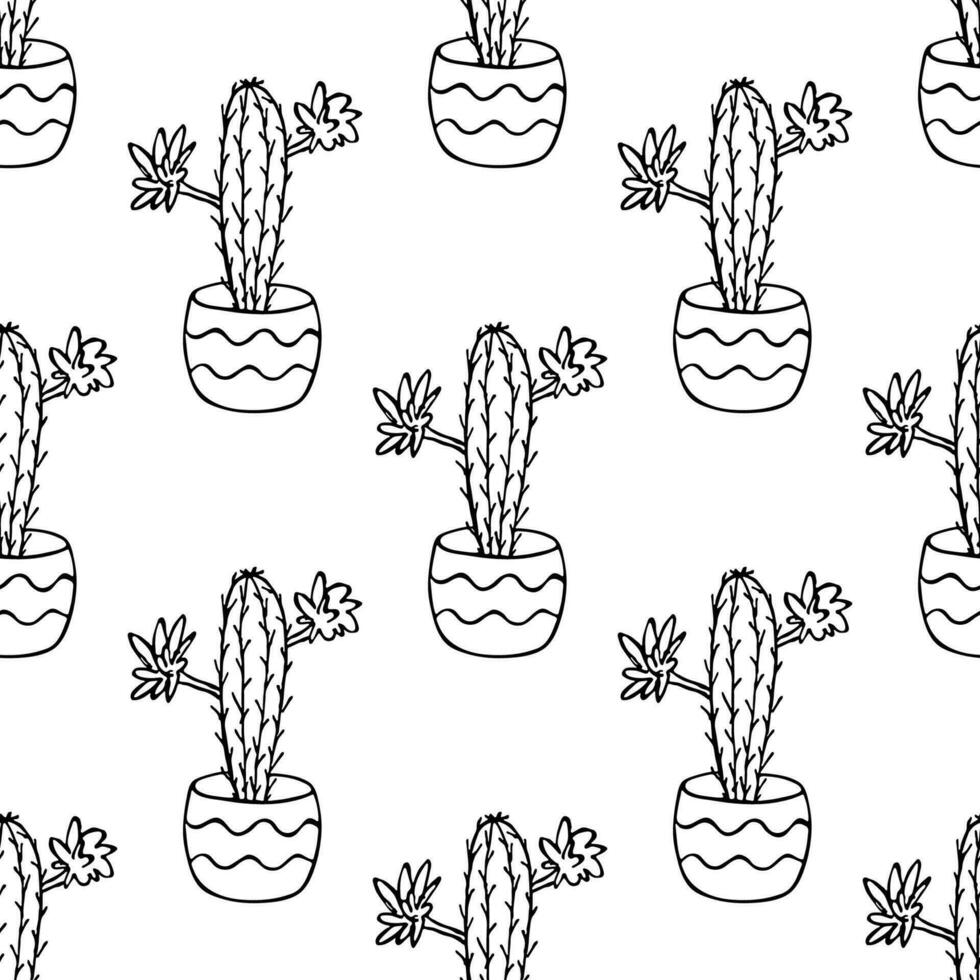 Seamless pattern with cactus doodle for decorative print, wrapping paper, greeting cards and fabric vector