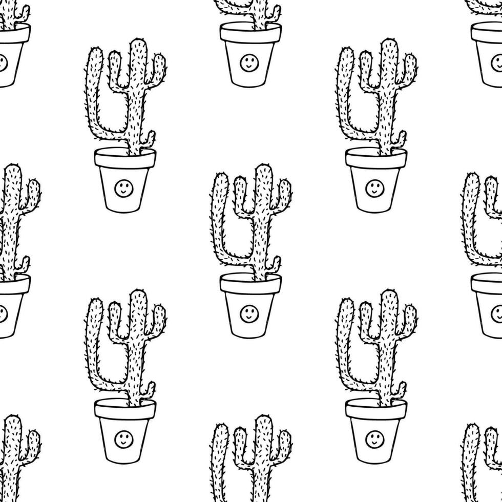 Seamless pattern with cactus doodle for decorative print, wrapping paper, greeting cards and fabric vector