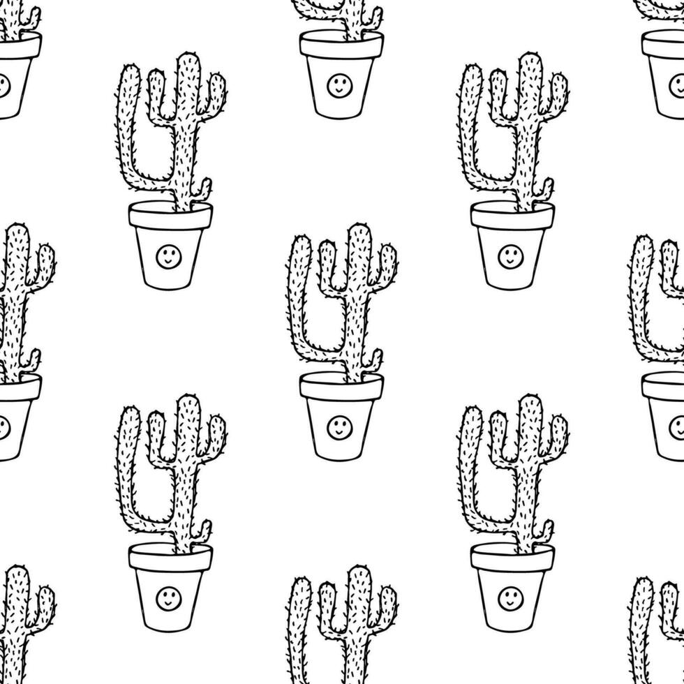 Seamless pattern with cactus doodle for decorative print, wrapping paper, greeting cards and fabric vector