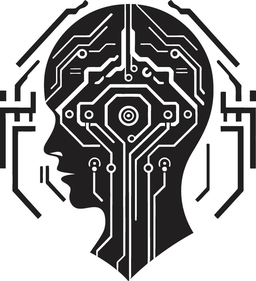 Techno Intelligence AI Logo Design Algorithmic Synapse Designing AI Icons vector