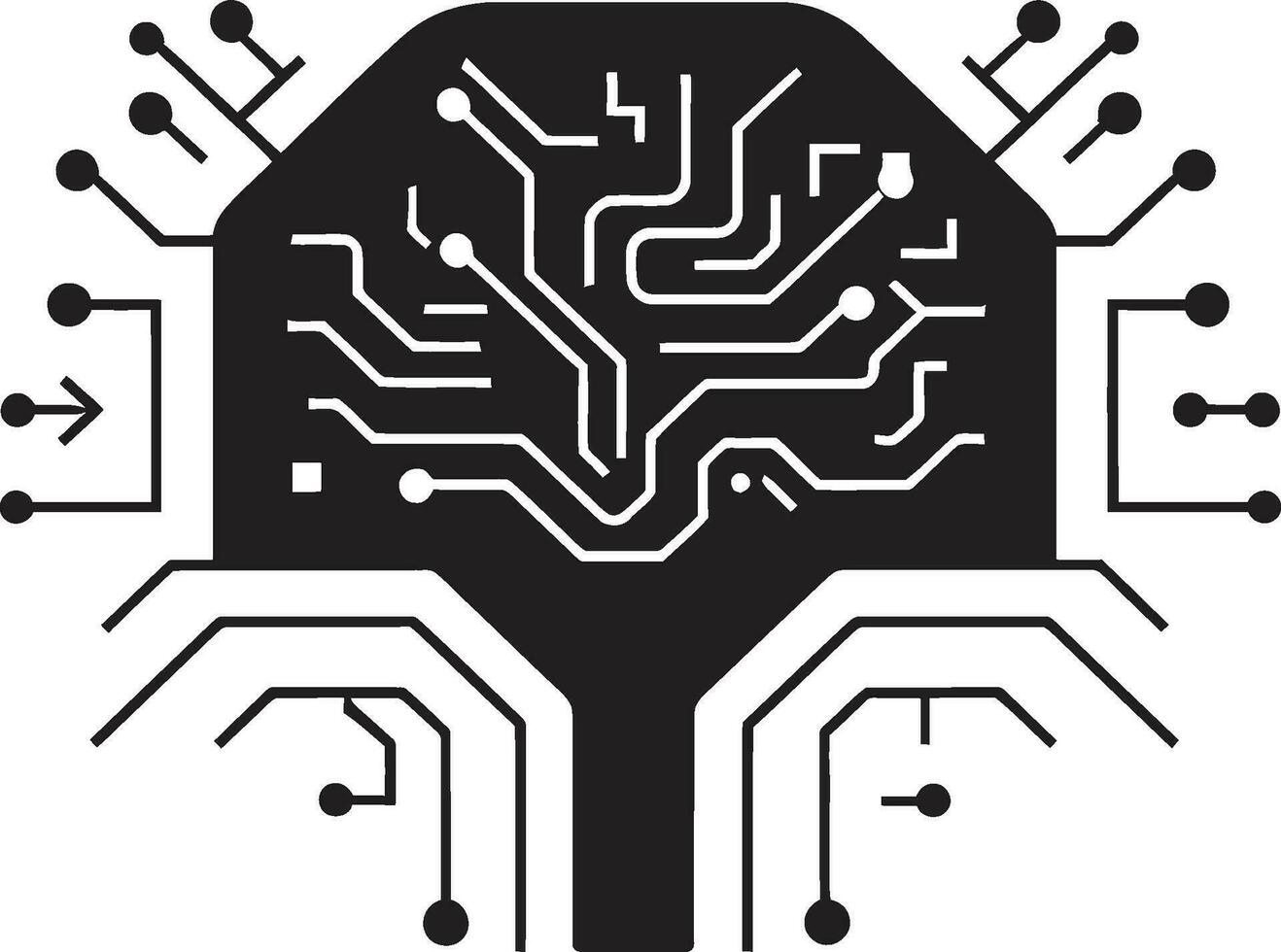 Algorithmic Fusion AI Emblem Design Techno Neural Logo Design Vector
