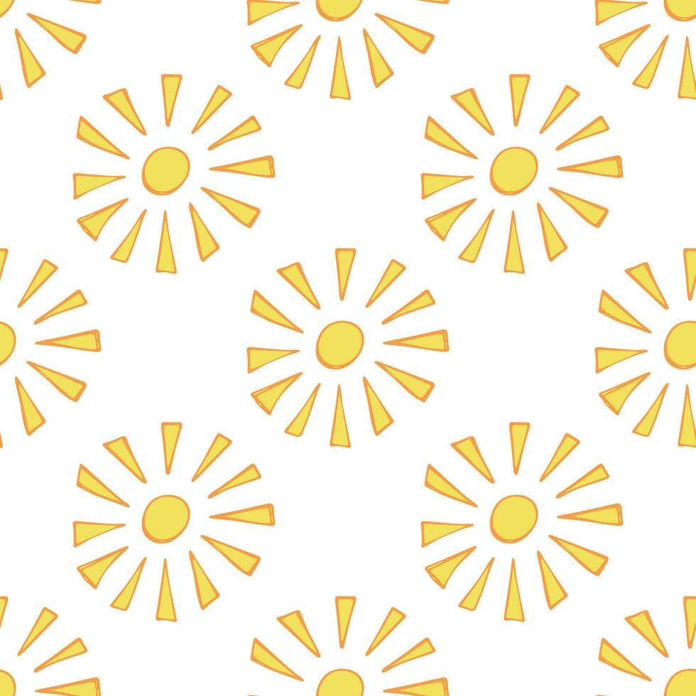 Seamless pattern with sun doodle for decorative print, wrapping paper, greeting cards, wallpaper and fabric vector