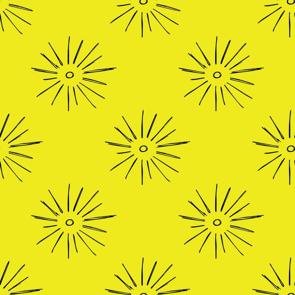 Seamless pattern with sun doodle for decorative print, wrapping paper, greeting cards, wallpaper and fabric vector