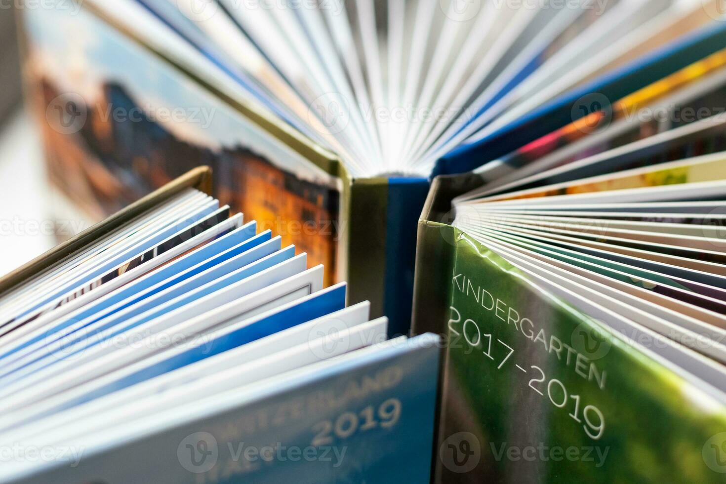 Stack of notebooks with color leather cover photo