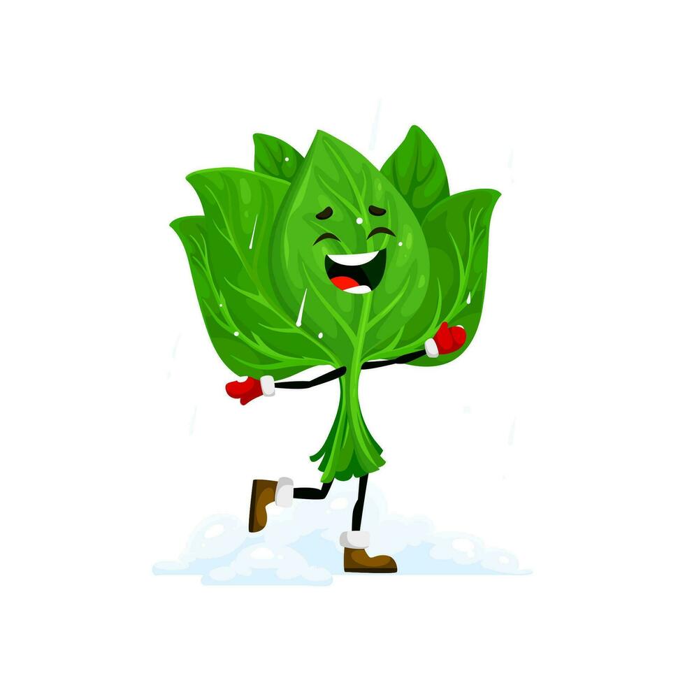 Cartoon Christmas spinach happy in winter holiday vector
