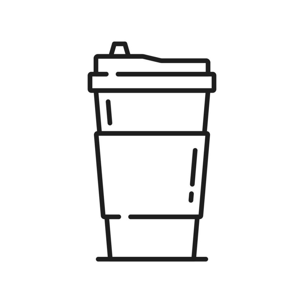 papel café taza con tapa aislado Delgado línea icono vector