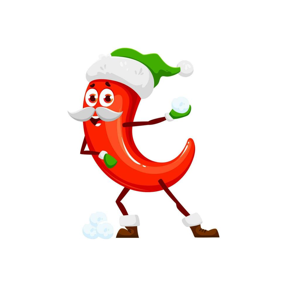 Navidad chile pimienta en Papa Noel sombrero invierno fiesta vector
