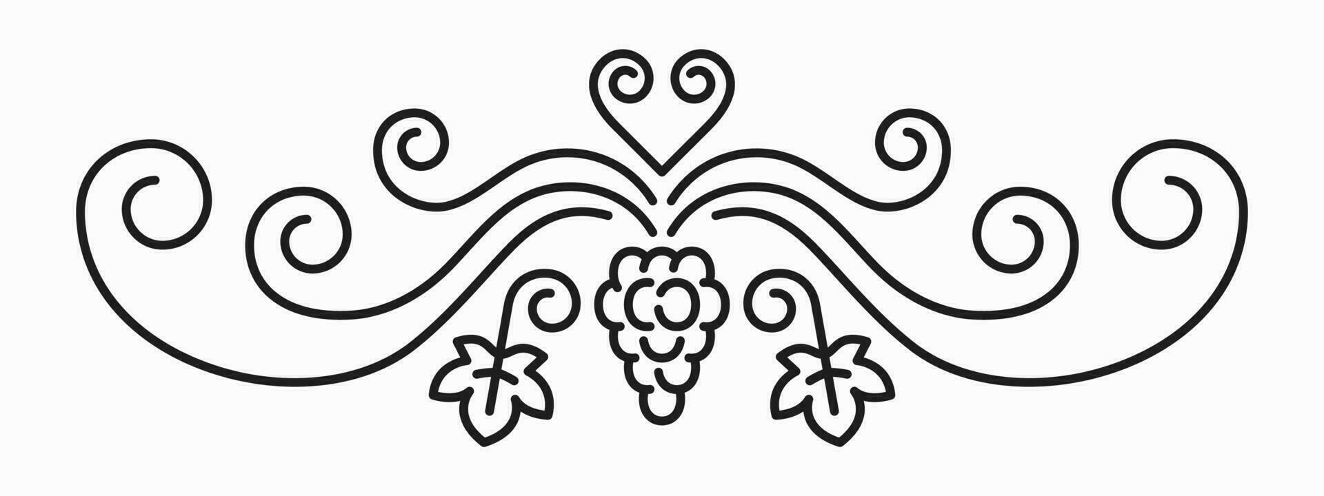 Grapevine wine outline decor and ornament icon vector