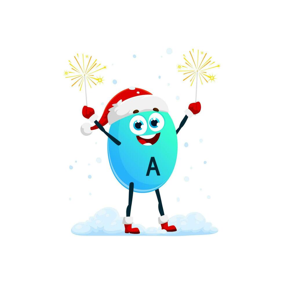 Christmas cartoon vitamin A with New Year sparkler vector