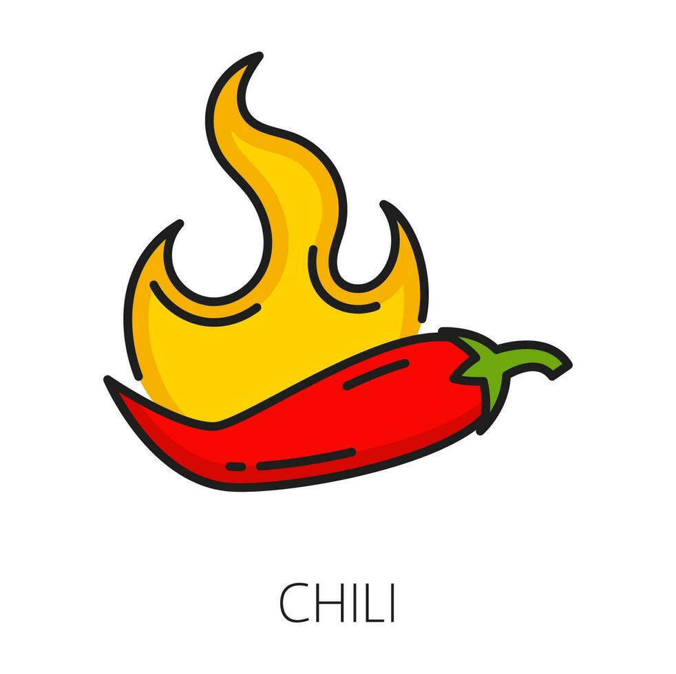 Red hot chili pepper vector spicy seasoning