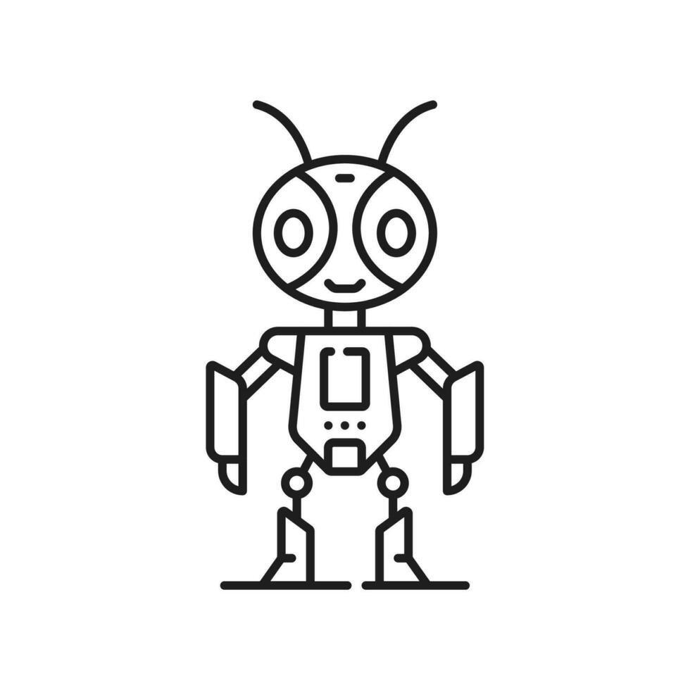 Robot line and outline icon, humanoid figure vector