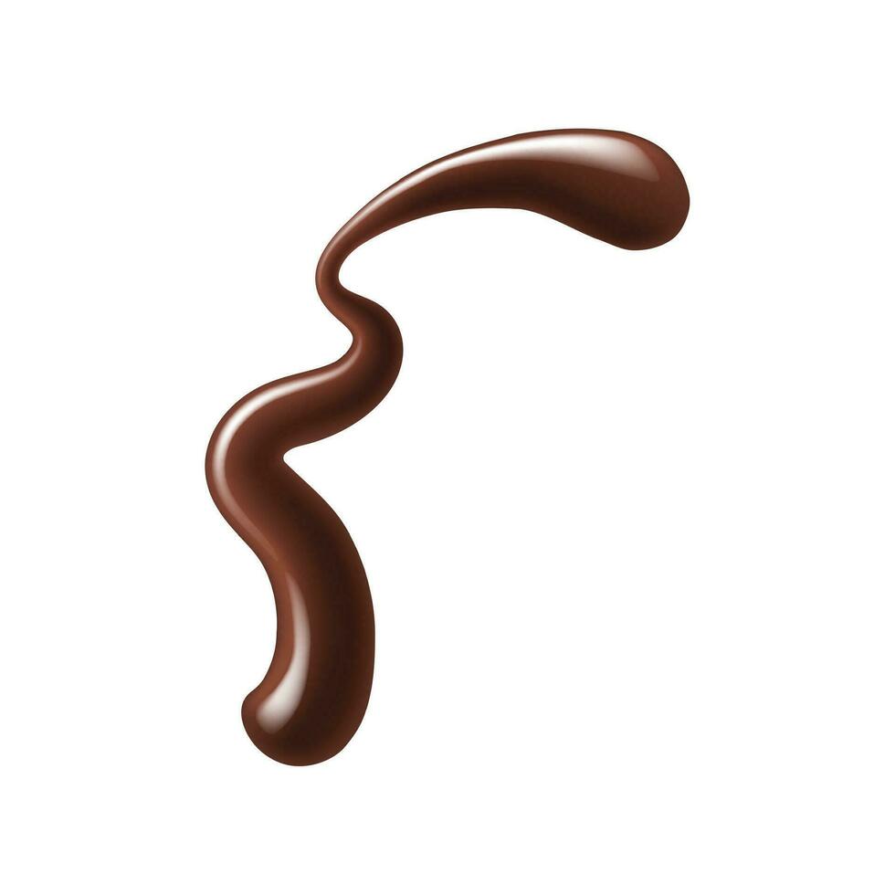 Chocolate syrup stain, realistic drop or whirl vector