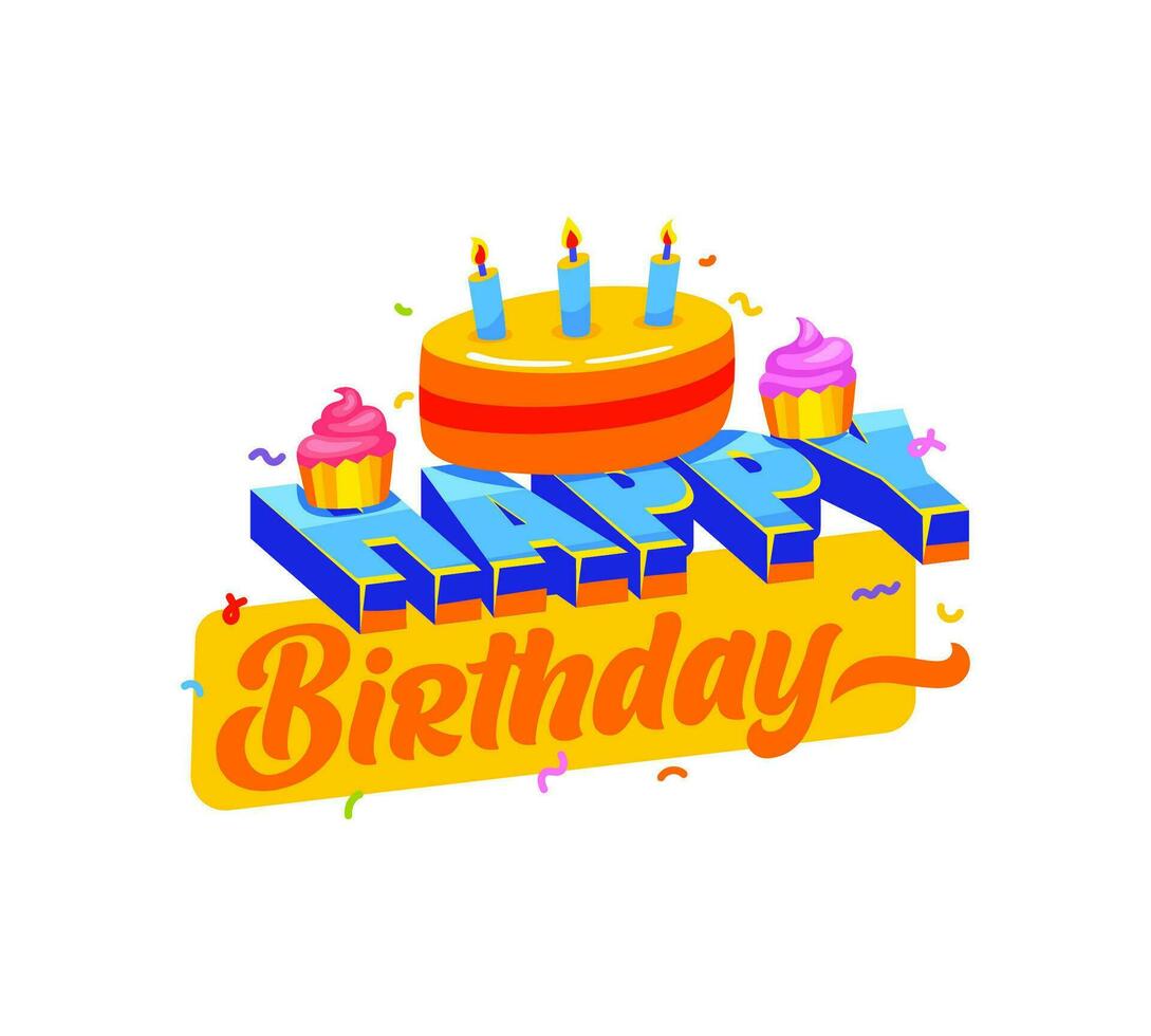 Happy birthday badge, vector greetings sticker