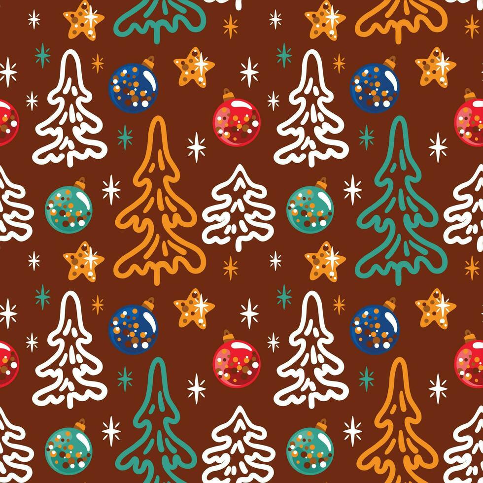 Navidad árbol en el marrón antecedentes. sin costura modelo. vector. vector