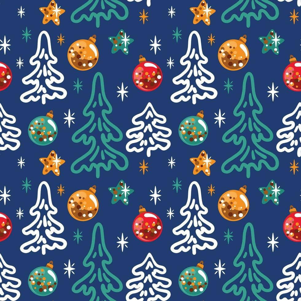 Christmas tree on the green background. Seamless pattern. Vector. vector