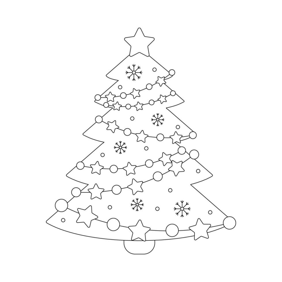 Christmas tree with decorations. Winter holiday elements. vector