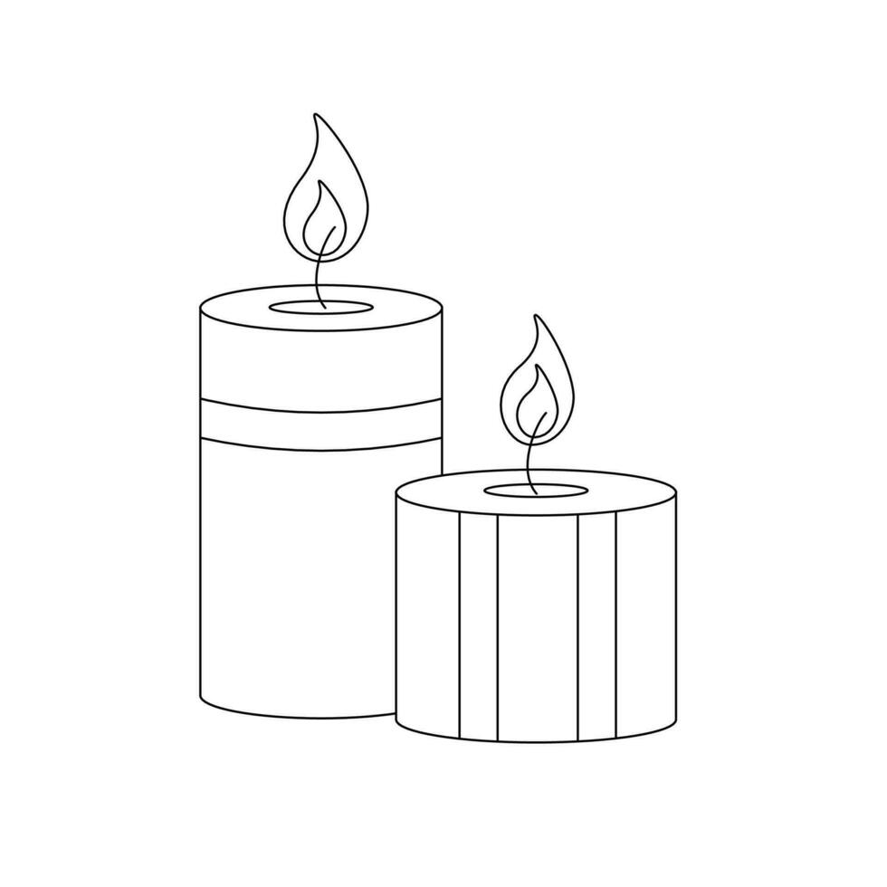 Christmas candles  with fire. Winter holiday elements. vector