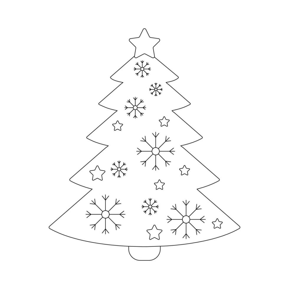 Christmas tree with decorations. Winter holiday elements. vector