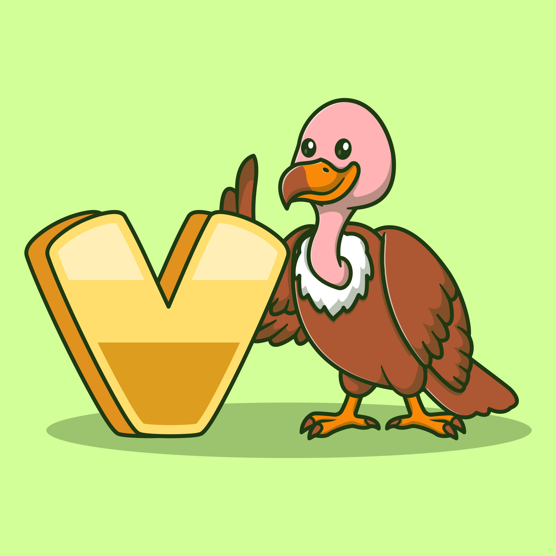 Alphabet letter v for vulture cartoon vector icon illustration 35204593